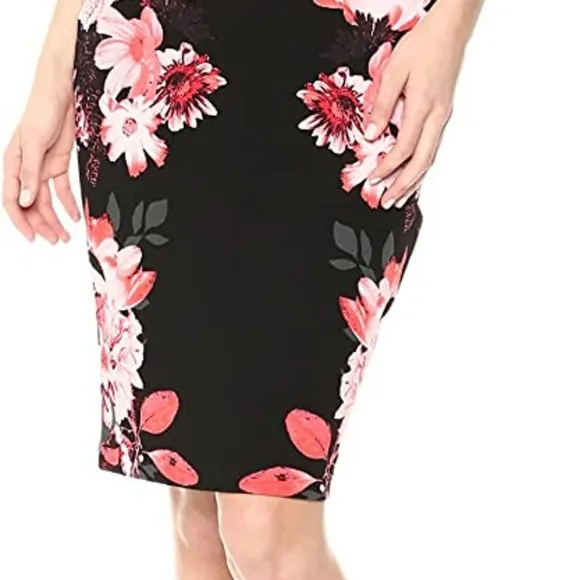 NWOT, JAX Black Label Cold Shoulder Floral Bodycon Dress