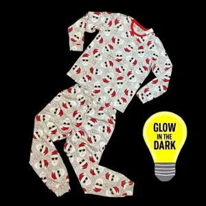 NWT Children's Place Adult Family Glow Christmas Santa Cotton Pajamas Unisex M