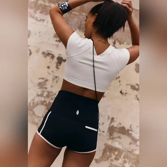 NWT Free People FP Movement Island Time Shorts in Black Combo, L
