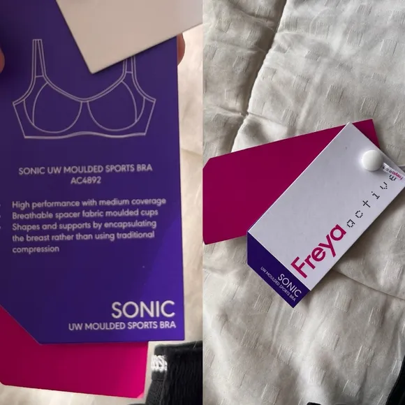 NWT Freya Sonic Storm Underwire Moulded Sports Bra 34K Black