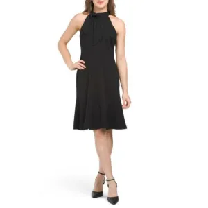 NWT Maggy London Women's Tie Halter Neck Fit And Flare Mini Dress