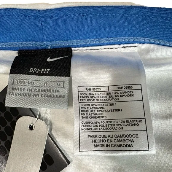 NWT Nike Dri Fit Tennis Pleated Skirt Skort Size Large 12 14 White Blue Yellow