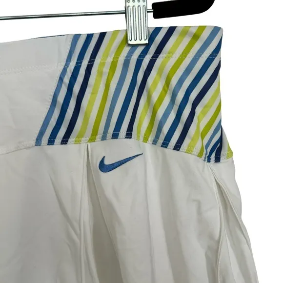 NWT Nike Dri Fit Tennis Pleated Skirt Skort Size Large 12 14 White Blue Yellow