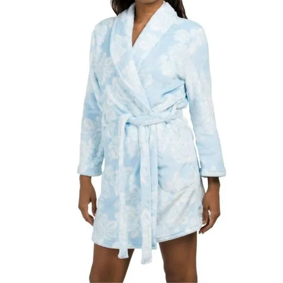 NWT NOIRE JASMINE ROSE Women's Floral Print Cozy Ultra-Soft Plush Robe