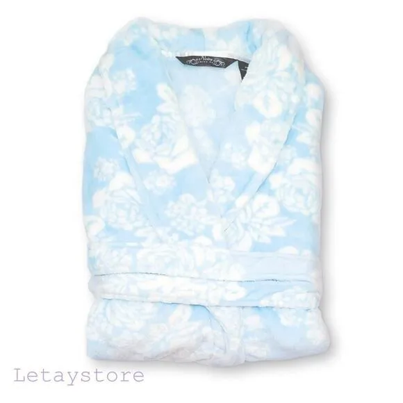 NWT NOIRE JASMINE ROSE Women's Floral Print Cozy Ultra-Soft Plush Robe