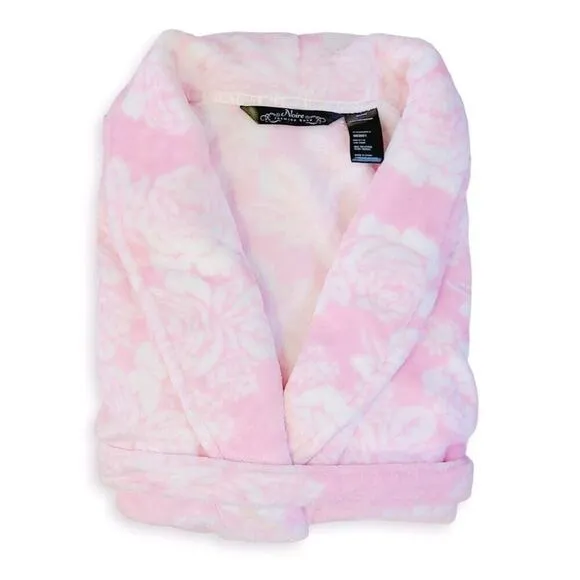 NWT NOIRE JASMINE ROSE Women's Floral Print Cozy Ultra-Soft Plush Robe
