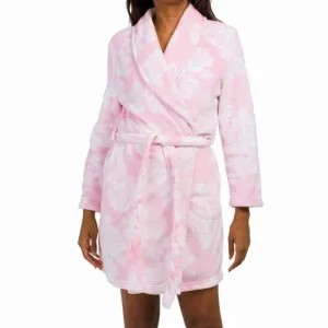NWT NOIRE JASMINE ROSE Women's Floral Print Cozy Ultra-Soft Plush Robe