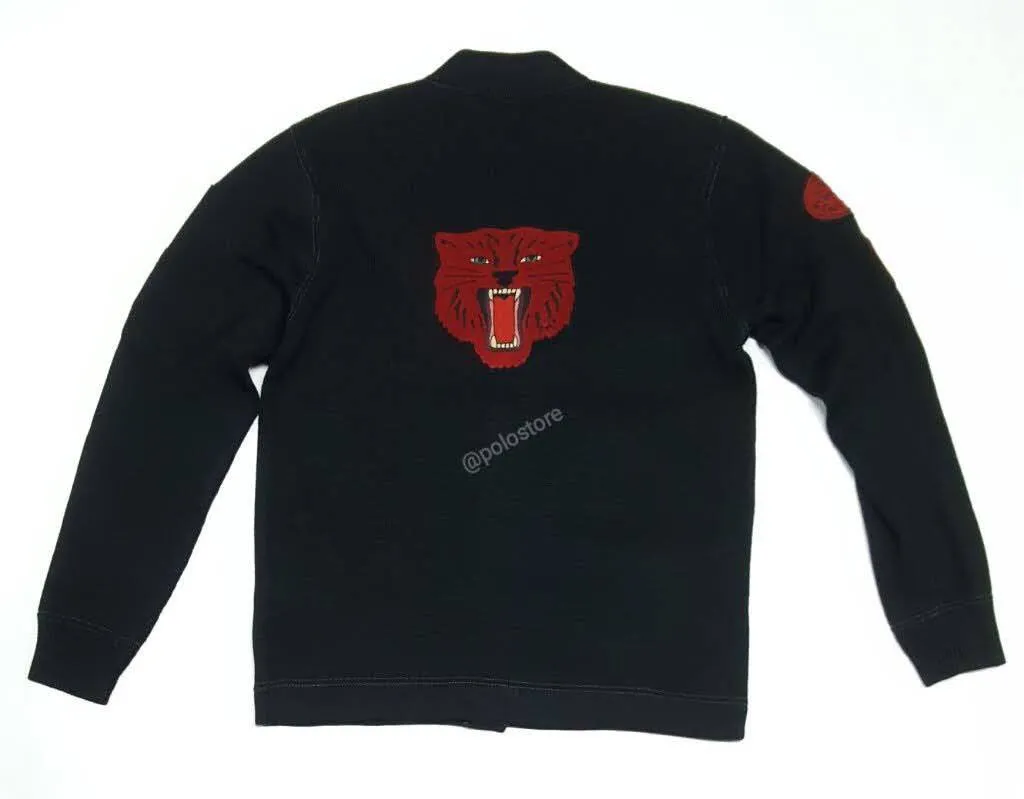 Nwt Polo Ralph Lauren Black Tiger Patch Cardigan