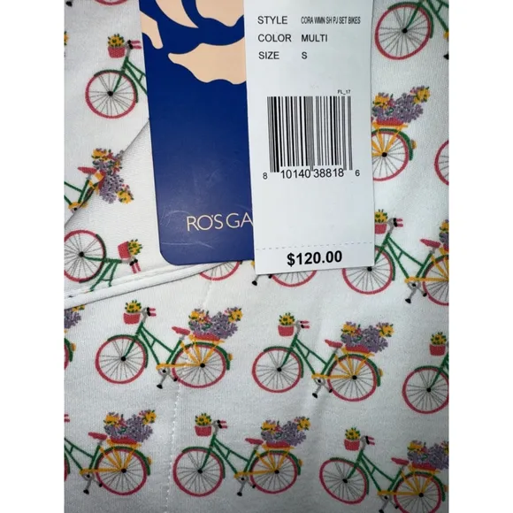NWT Ro's Garden Bicycle 2 Piece Pima Cotton Pajama Set Size Women's Size Small