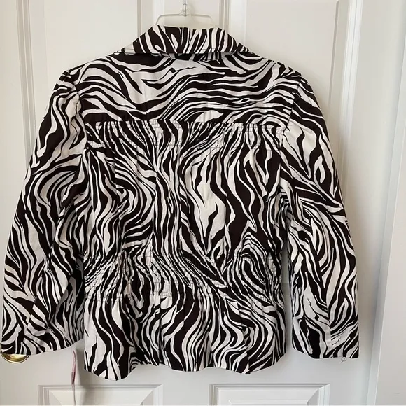 NWT Sunny Leigh Spring Awakening Zebra Cropped Blazer Jacket 3/4 Sleeve