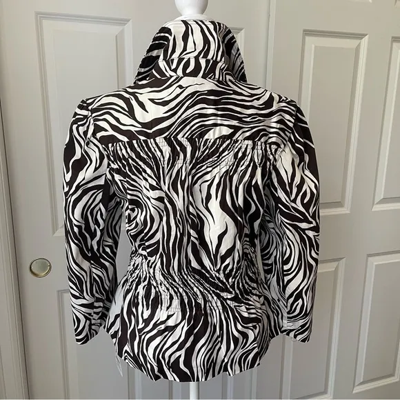NWT Sunny Leigh Spring Awakening Zebra Cropped Blazer Jacket 3/4 Sleeve