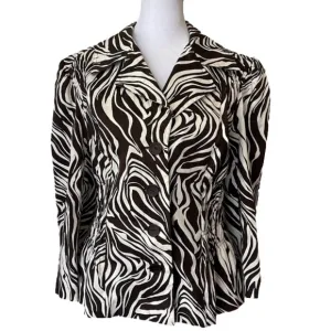 NWT Sunny Leigh Spring Awakening Zebra Cropped Blazer Jacket 3/4 Sleeve