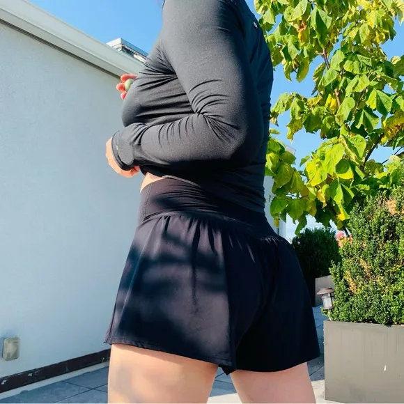 Nylon Skort Sport Short Skirt Mini Smooth Second Skin Feel Buildin Shorts Ruffle