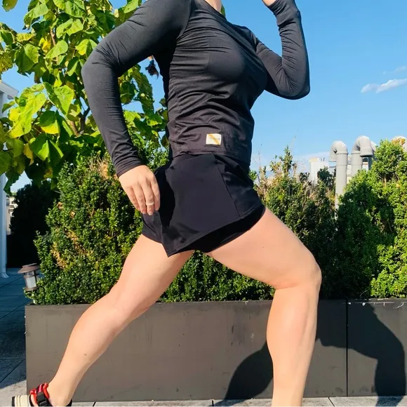 Nylon Skort Sport Short Skirt Mini Smooth Second Skin Feel Buildin Shorts Ruffle