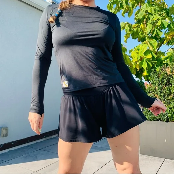 Nylon Skort Sport Short Skirt Mini Smooth Second Skin Feel Buildin Shorts Ruffle