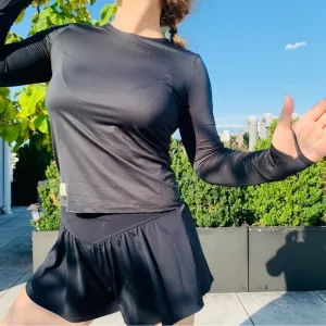 Nylon Skort Sport Short Skirt Mini Smooth Second Skin Feel Buildin Shorts Ruffle