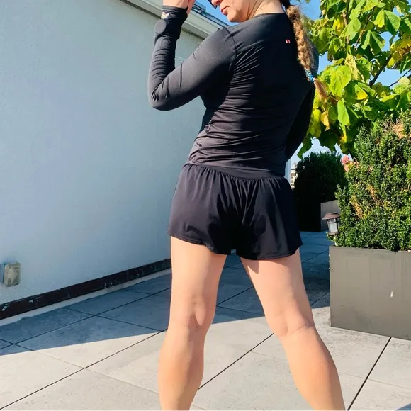 Nylon Skort Sport Short Skirt Mini Smooth Second Skin Feel Buildin Shorts Ruffle