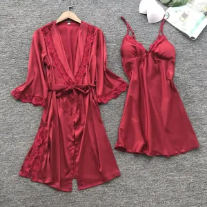 Obsidian Phoenix Women's Luxury 2-Piece Satin Pajama Set