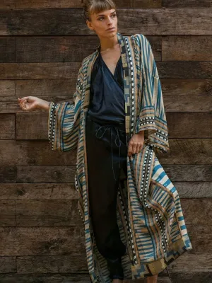 Oceana® | Boho Plus Size Kimono Tie Belt Maxi Cover Up