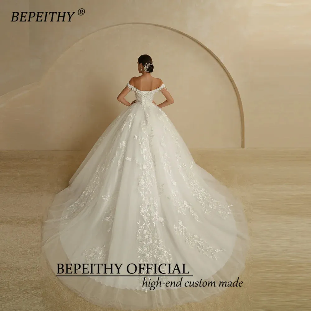 Off Shoulder Sleeveless Flore Princess Wedding Gown For Women
