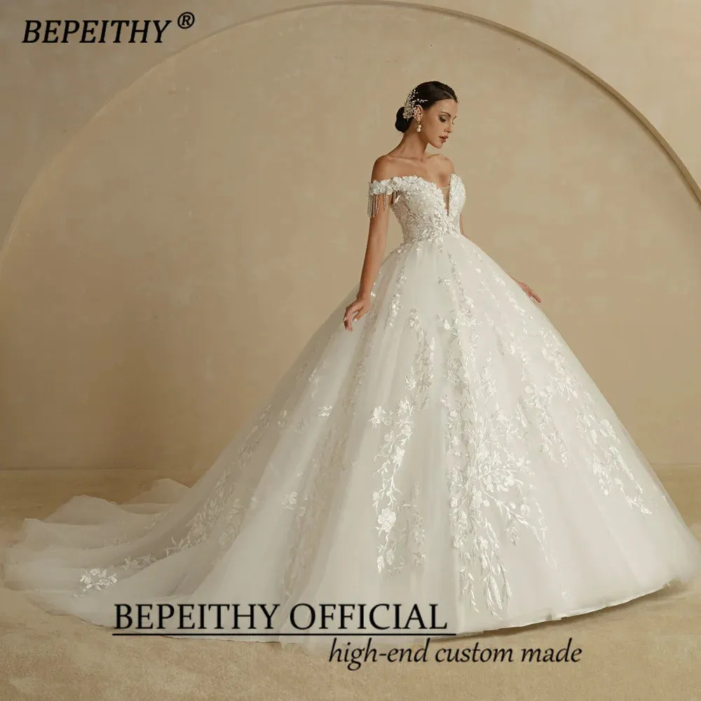 Off Shoulder Sleeveless Flore Princess Wedding Gown For Women