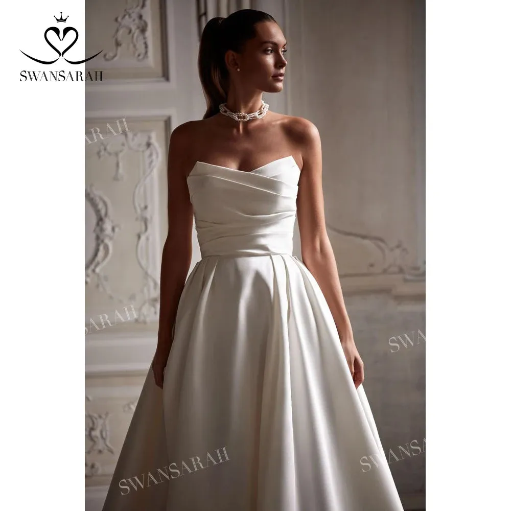 Off the Shoulder A-Line Wedding Dress Long Sleeve Pearl Princess