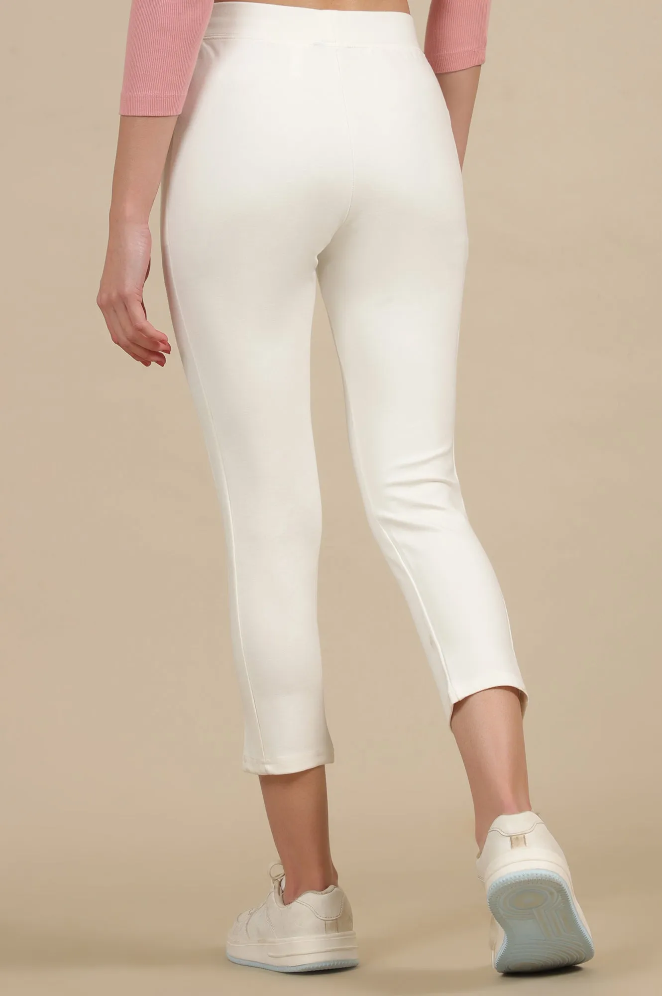 Off-White Calf Length Yoga Tights