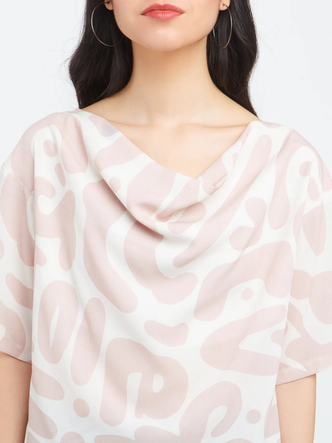 Off White Printed Fitted Top