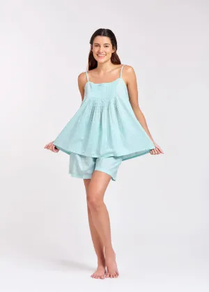 OGH-Arabella Pin Tucked Lace Gingham Nightie Green Gingham S MD78CB