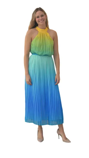 Ombre Accordion Pleat Dress