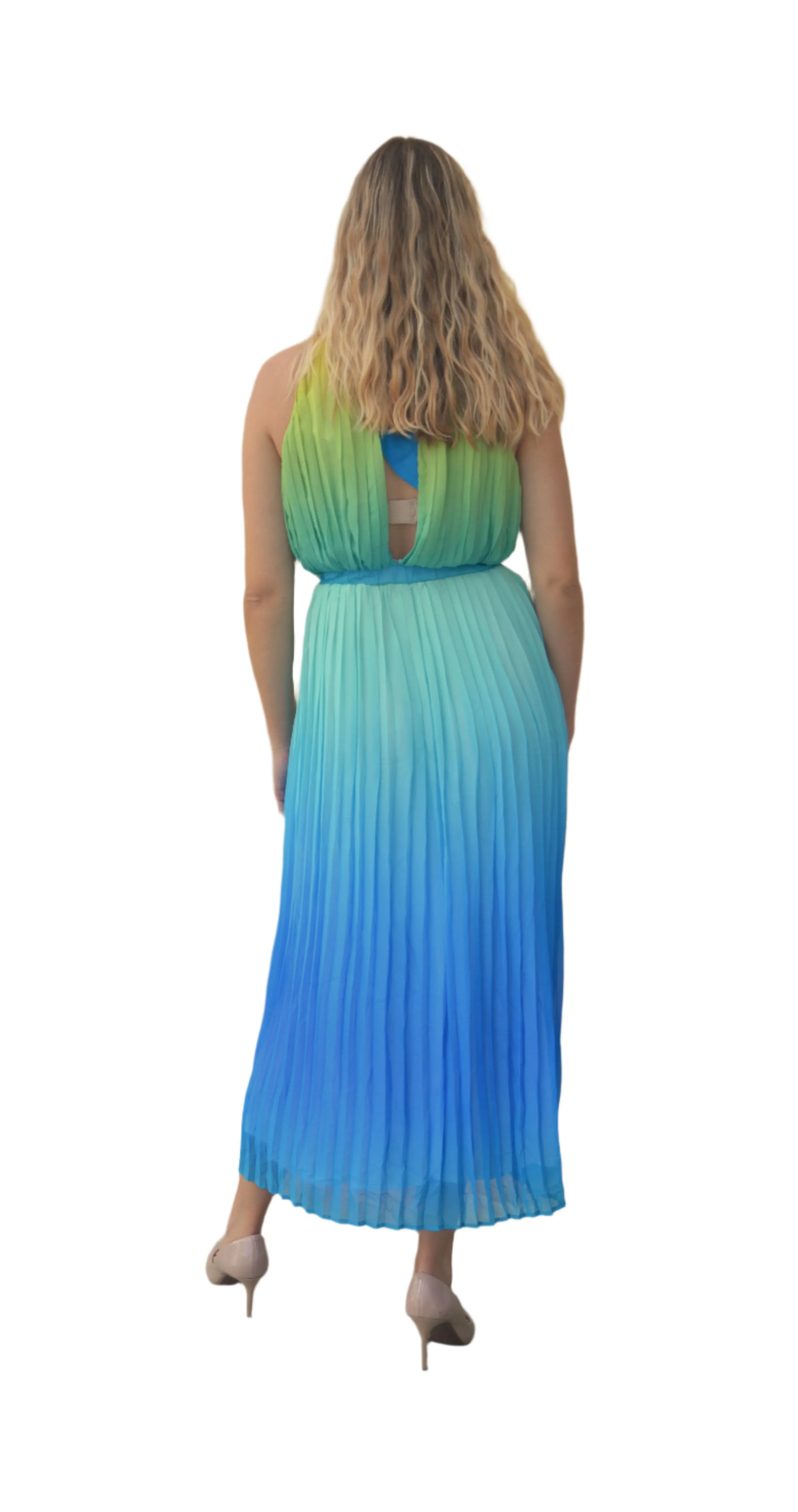 Ombre Accordion Pleat Dress