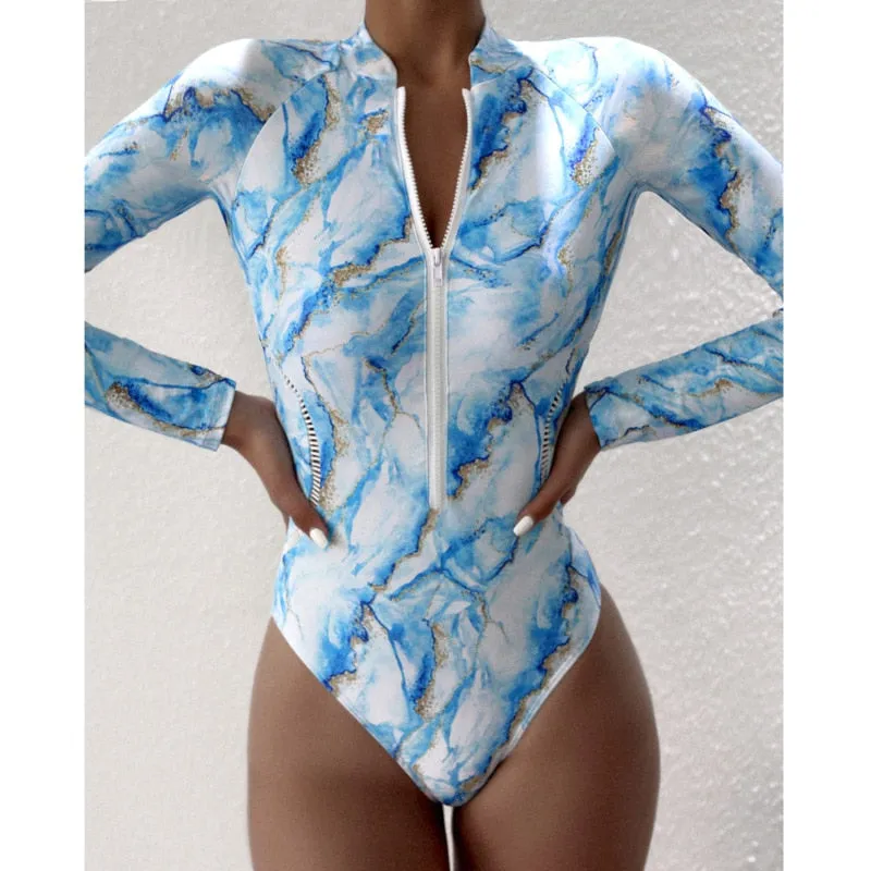 One Piece Long Sleeve Swimwear