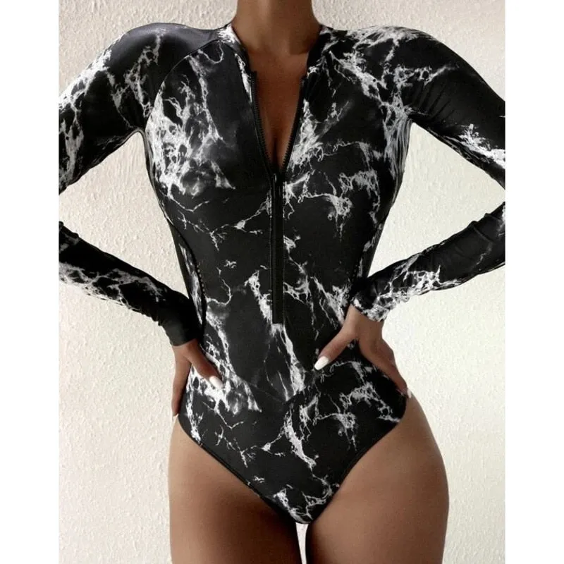 One Piece Long Sleeve Swimwear