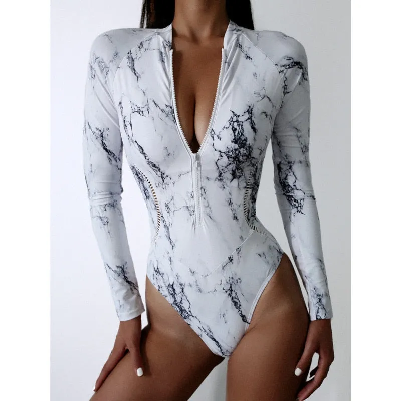 One Piece Long Sleeve Swimwear
