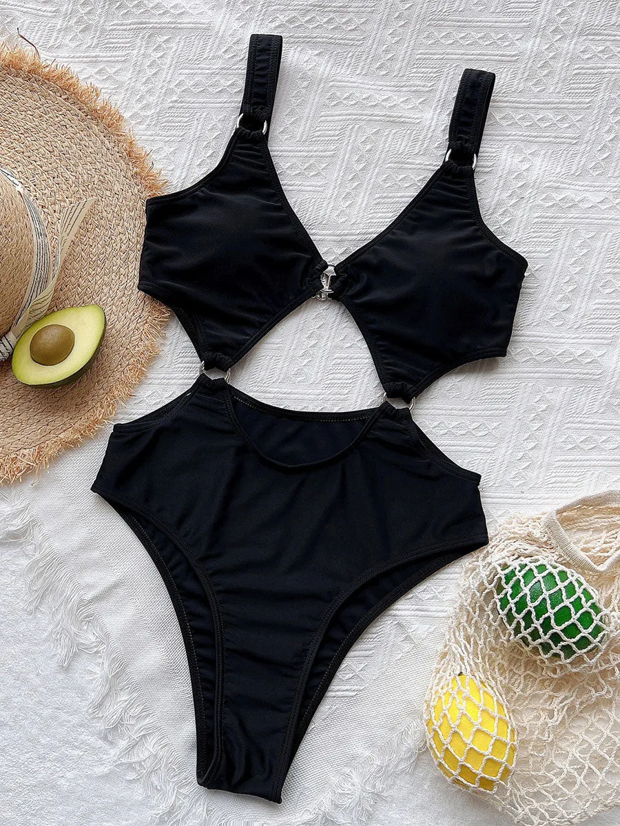 One Piece Swimsuit Cut Out Swimwear Women