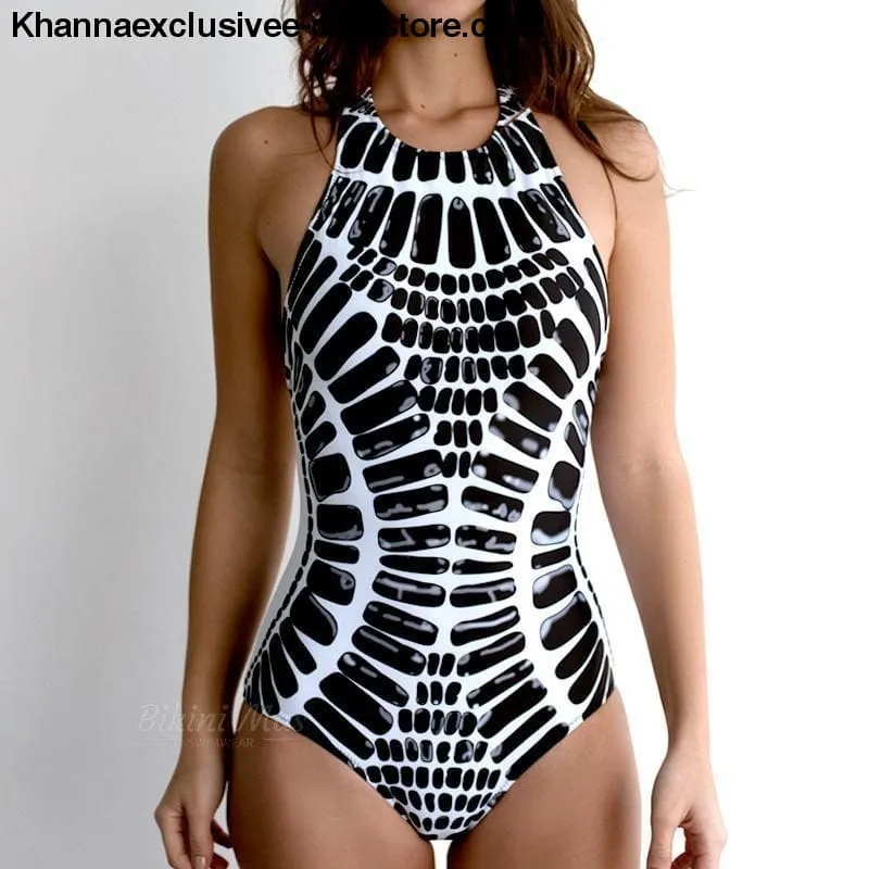 One Piece Swimsuit Women High Neck Monokini Bathing Suit Halter XXL Large Size Swimwear Beachwear