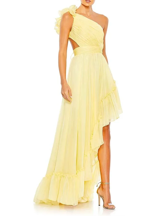 One Shoulder Flower Decorative Lace-up Elegant All-in-one Swimsuit