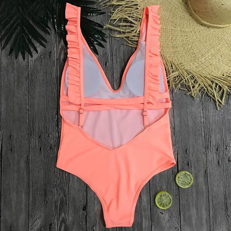 One Shoulder Summer Lace Monokini Beachwear Women Swimwear