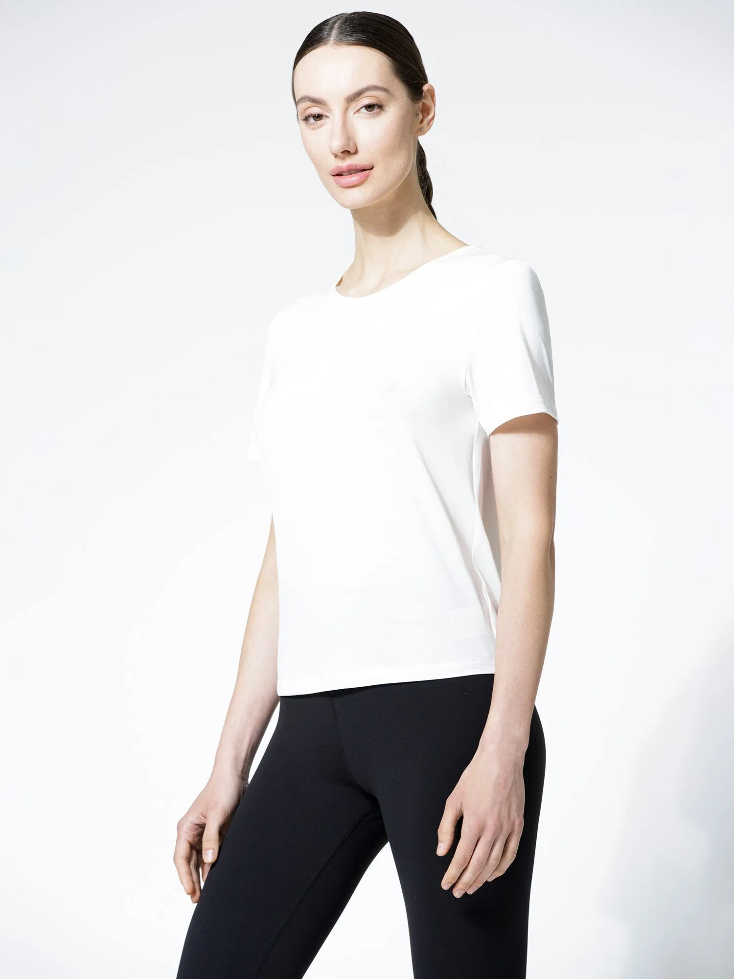 OPEN BACK WRAP TEE, WHITE