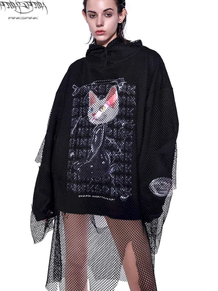 original sphinx cat ear mesh sweatshirt