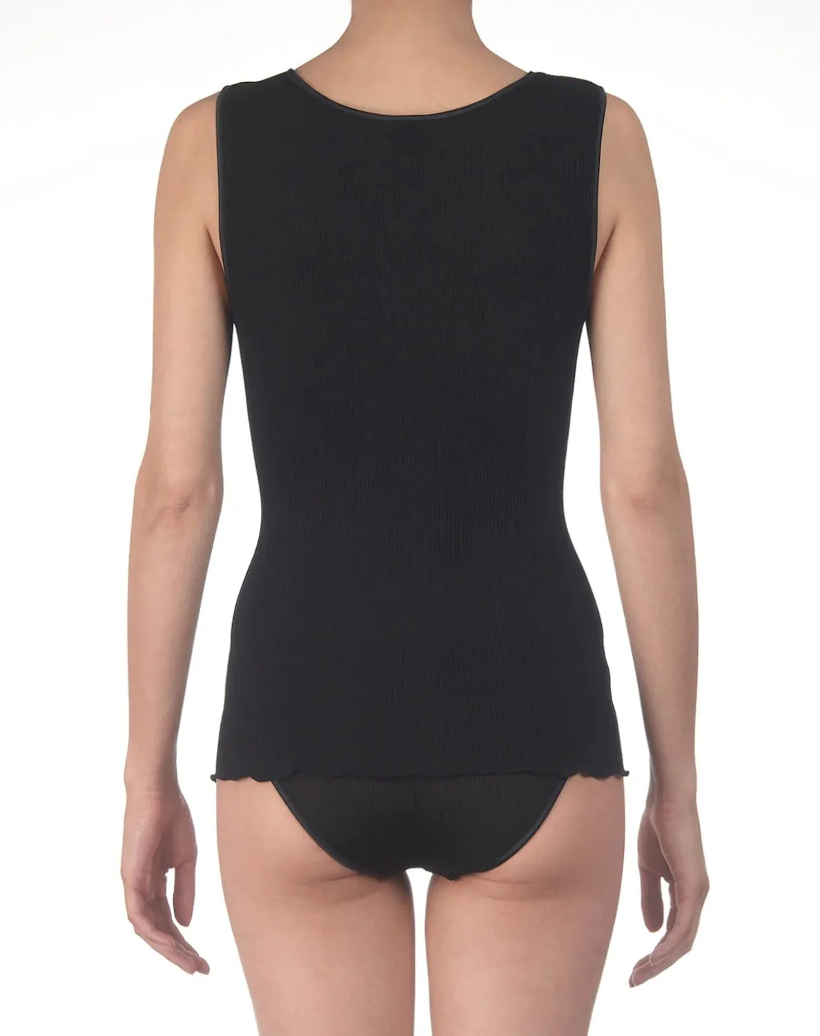 Oscalito Wool and Silk Tank Top with Satin Edging