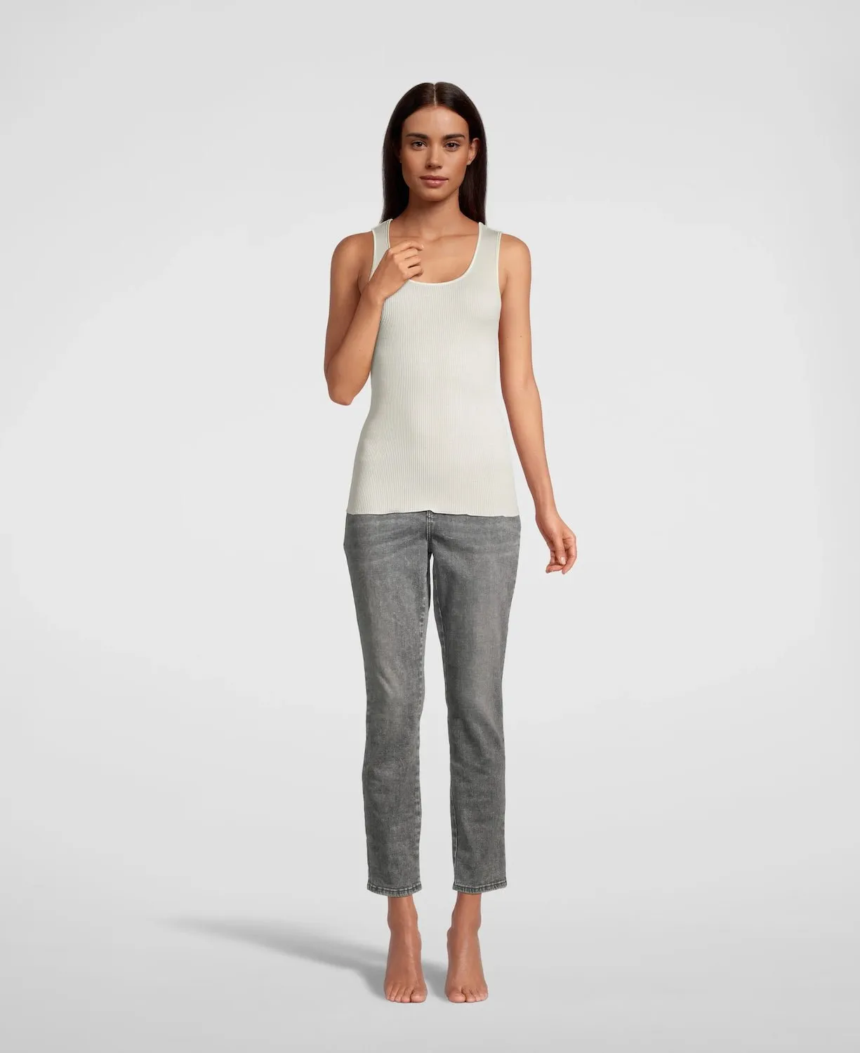 Oscalito Wool and Silk Tank Top with Satin Edging