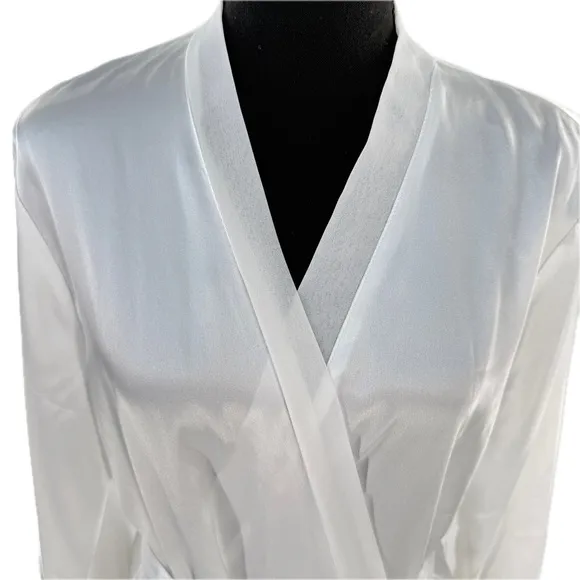 Oscar de la Renta Pink Label Tying the Knot White Lace Accent Wrap Robe Size XL*