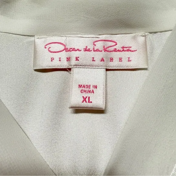 Oscar de la Renta Pink Label Tying the Knot White Lace Accent Wrap Robe Size XL*