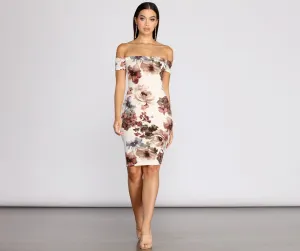 Painted In Stylish Florals Midi Dress