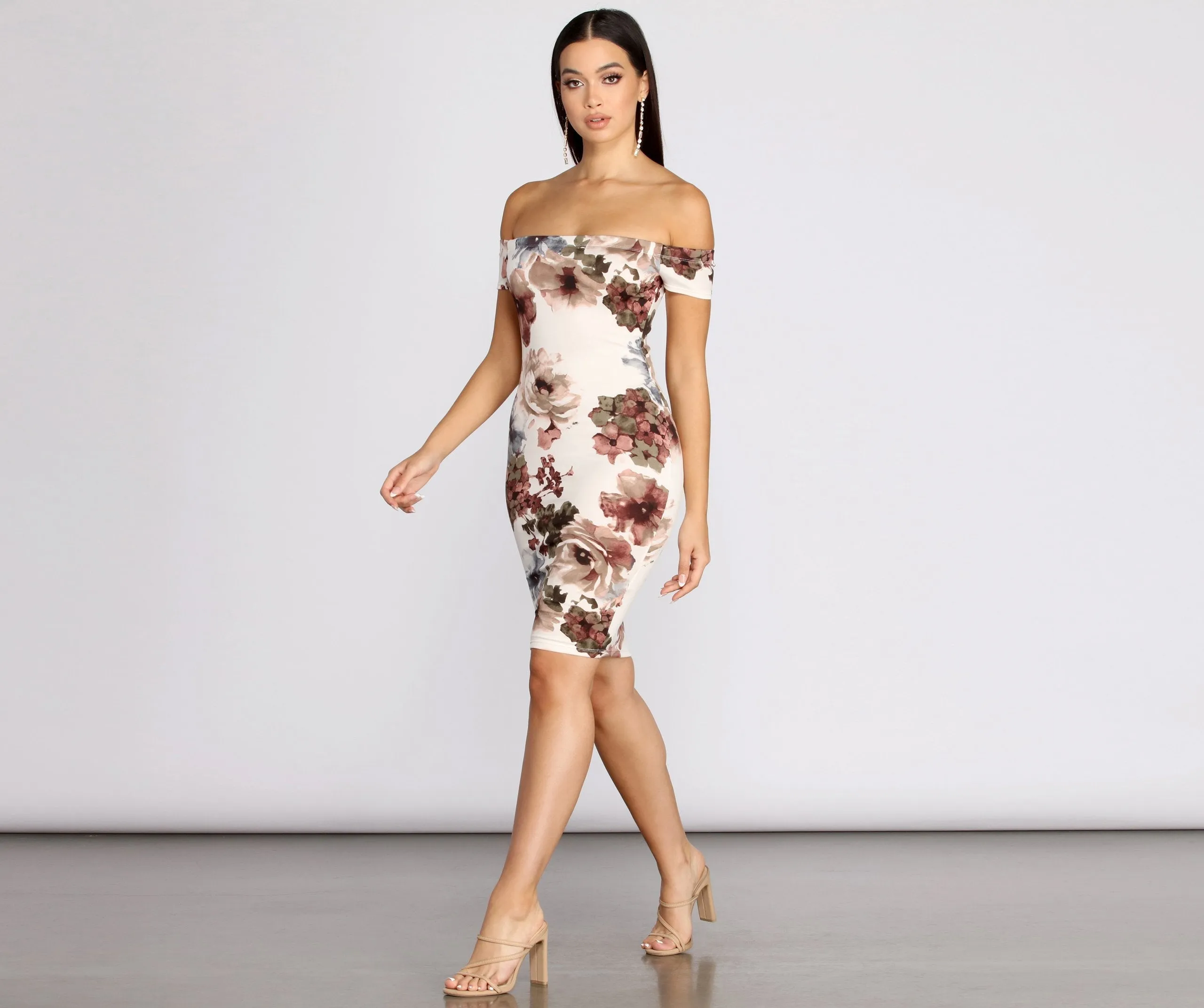 Painted In Stylish Florals Midi Dress