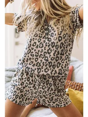 Pajama Short Set In Leopard