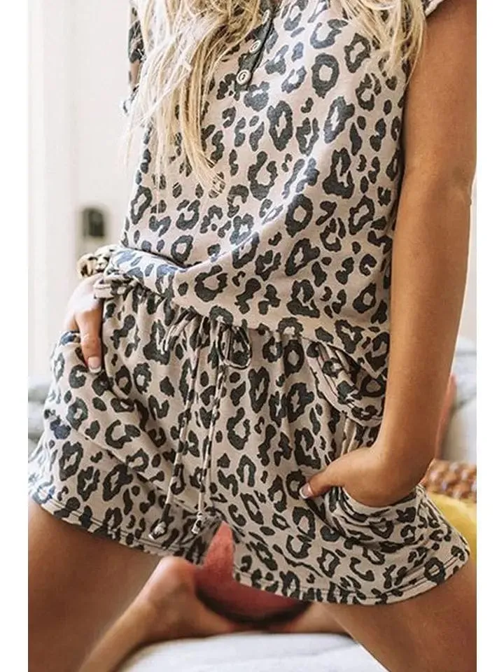 Pajama Short Set In Leopard