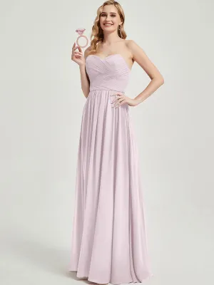 Pale Rose Pleated Convertible Maxi Chiffon Bridesmaid Dress