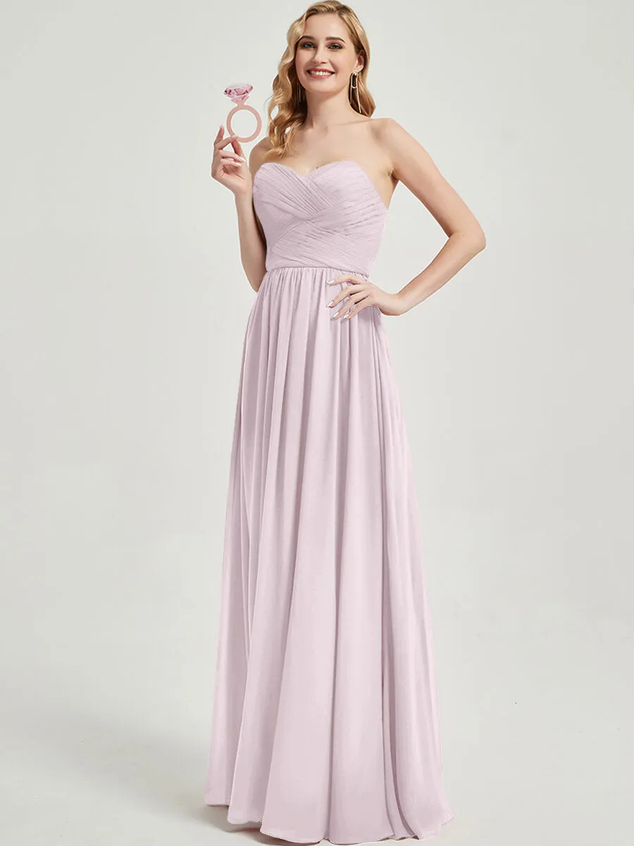 Pale Rose Pleated Convertible Maxi Chiffon Bridesmaid Dress